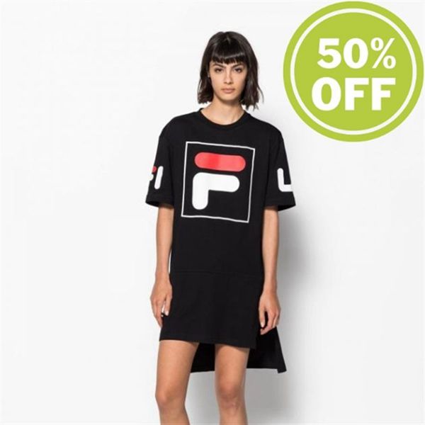 Camisetas Manga Corta Fila Mujer Negras - Sky Modern - España 974258PZS